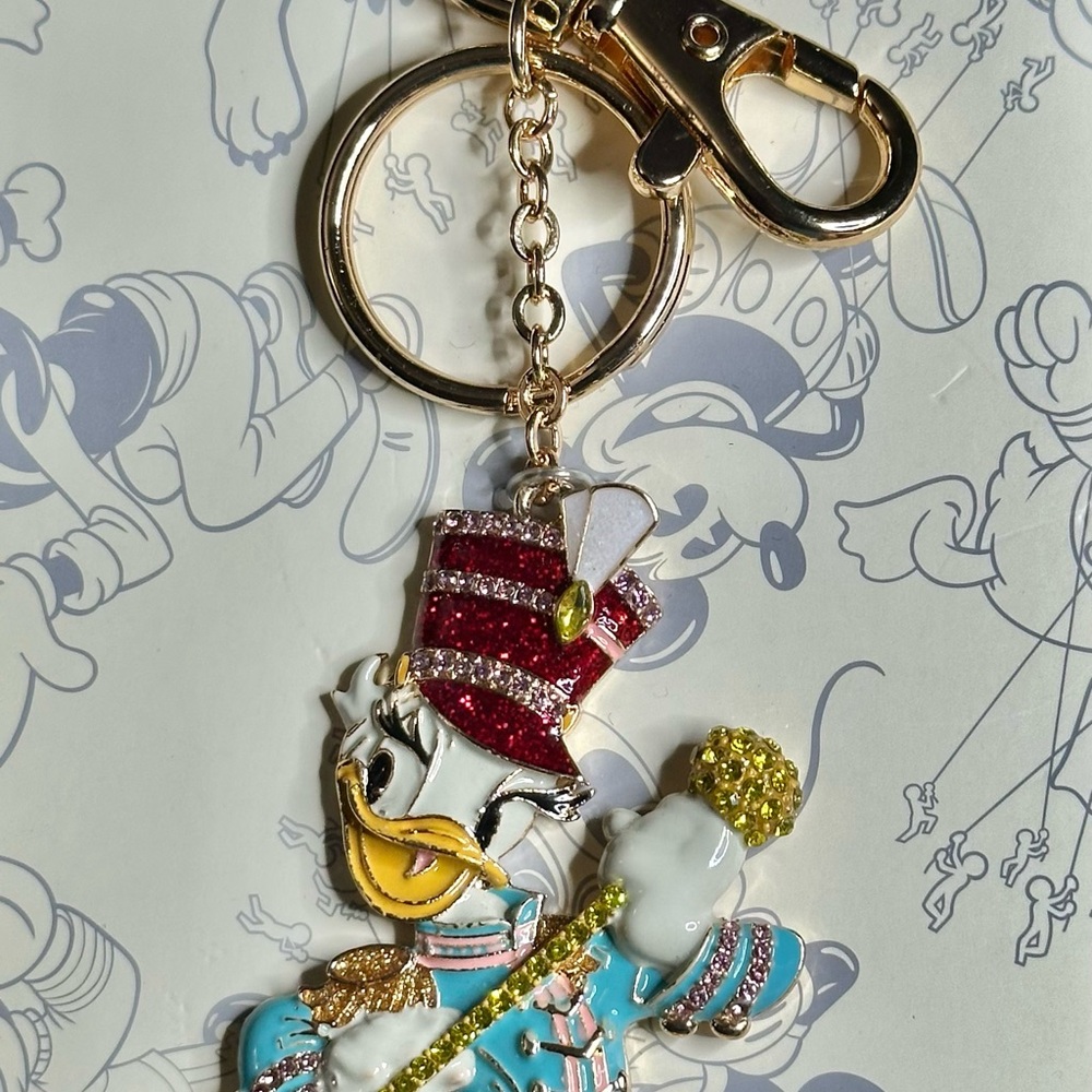 Donald Duck Keychain with Gold and Red Accents